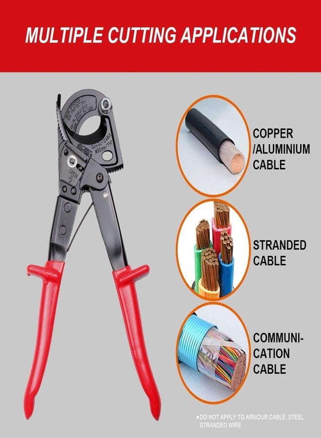 UPTODATETOOLS Ratchet Cable Cutter, Wire Cutter for Aluminum Copper Cable up to 240mm², Ratcheting Wire Cutting Hand Tool - Image 3
